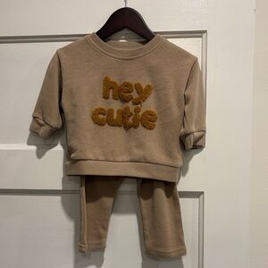 Brown Toddler Outfit with 'Hey Cutie' Text